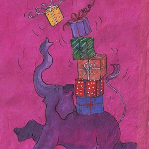 Numéro d'équilibriste / Les éléphants d'Annabel / carte de voeux / cadeaux / tours de cirque / divertissement / anniversaire / toutes les occasions / carte vierge
