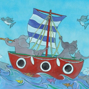 Ahoy There! / Gli elefanti di Annabel / Biglietto d'auguri con elefante ideale per bambini / compleanni o qualsiasi occasione / pirati / barche / avventura