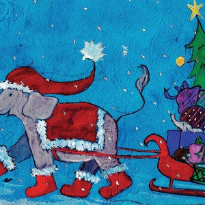 Pack avantageux, choisissez votre propre jeu de 4 cartes éléphants, y compris des cartes de Noël, une sélection colorée parfaite pour toutes les saisons.