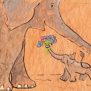 ¡Gracias! Tarjeta de felicitación de Annabel con el elefante, ideal para cualquier ocasión.