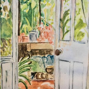 Greenhouse Door, wenskaart ideaal voor tuinders en liefhebbers van kassen en tuinen.  Ideaal voor verjaardagen en gelegenheden