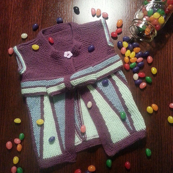 Knitting Pattern Jelly Beans Short Row Baby Cardigan Vest Sweater Morning Coffee Designs Download PDF