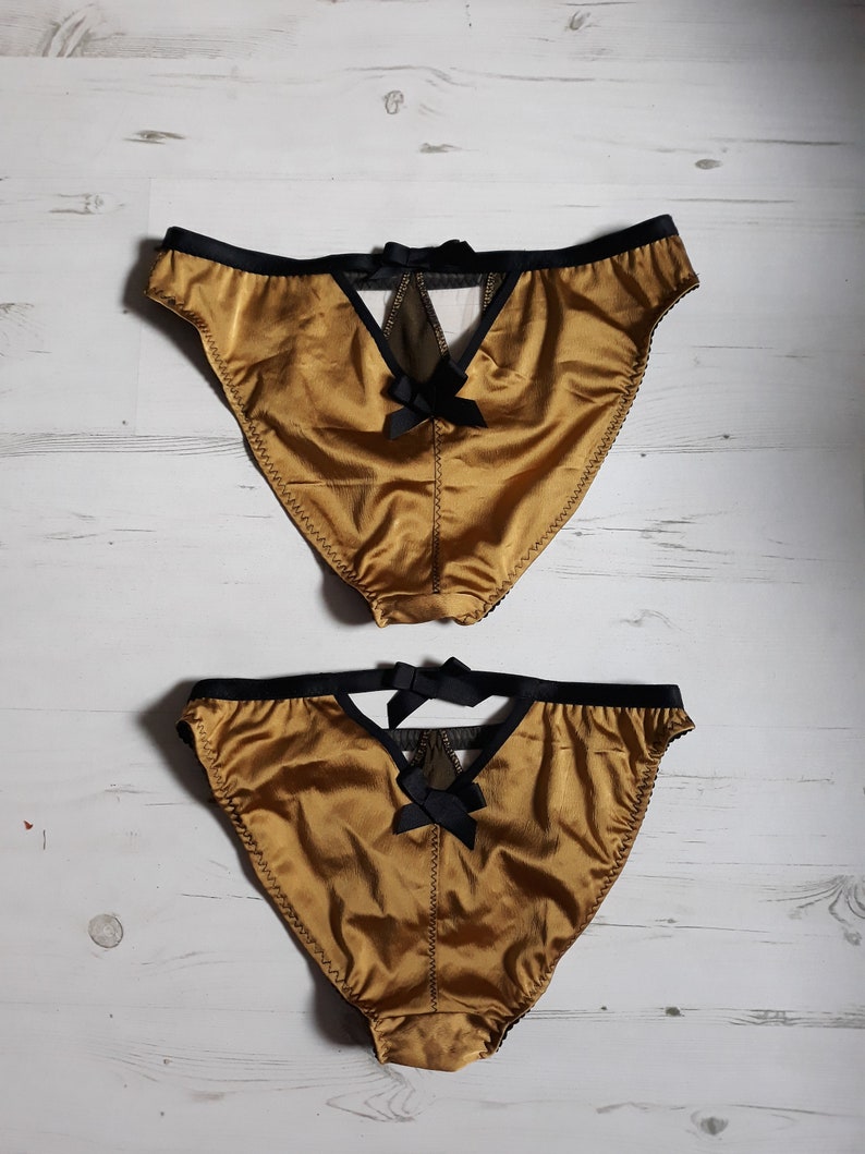 UK size 8 REDUCED Black and gold cut out stretch satin /'Lee/' knickers