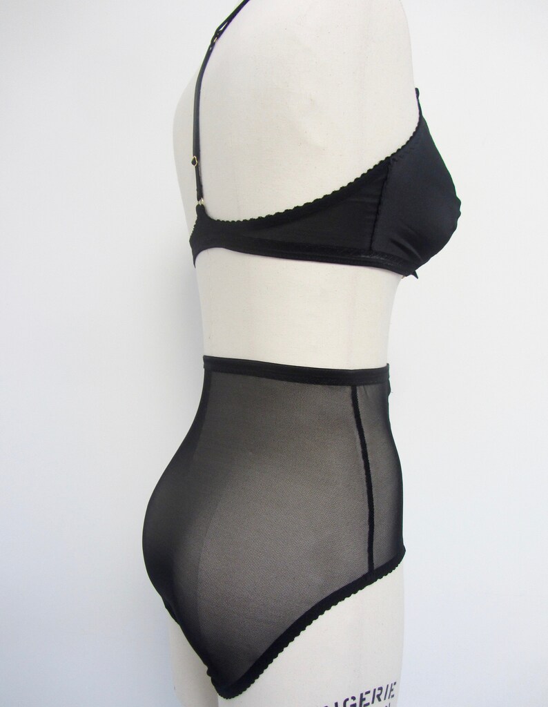 High Waist Silk and Mesh Serena Knickers