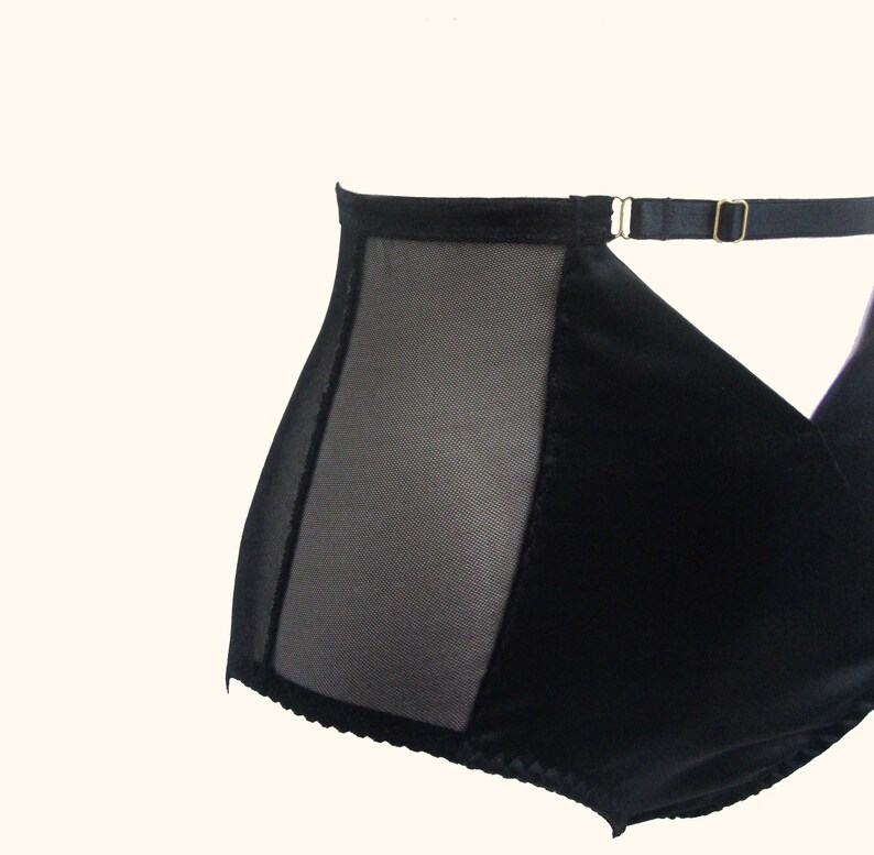 High Waist Black Silk Serena Ouvert Knickers Etsy