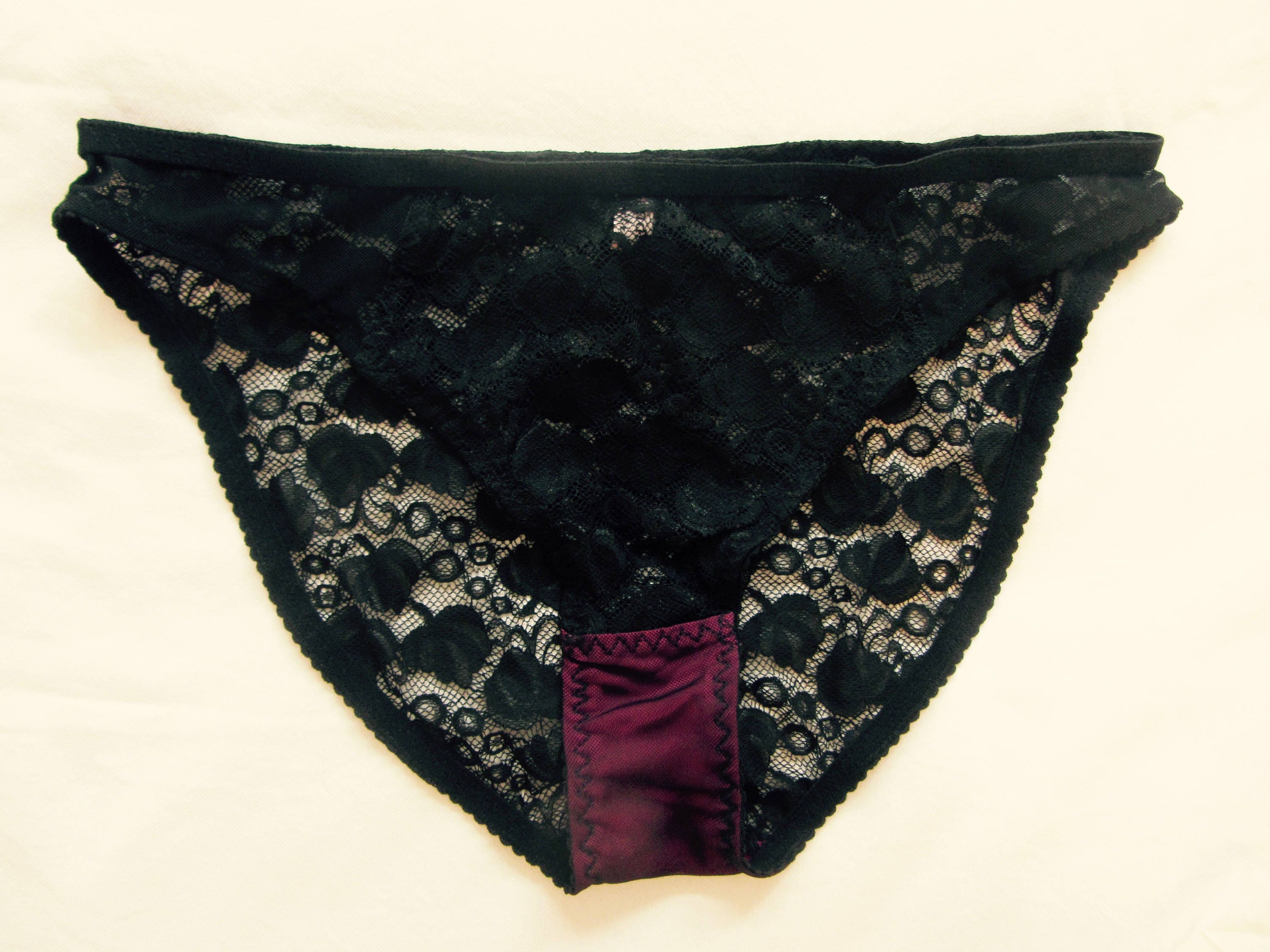 REDUCED Black Lace 'marie' Panelled Knickers, Size S, Hips 34-36 