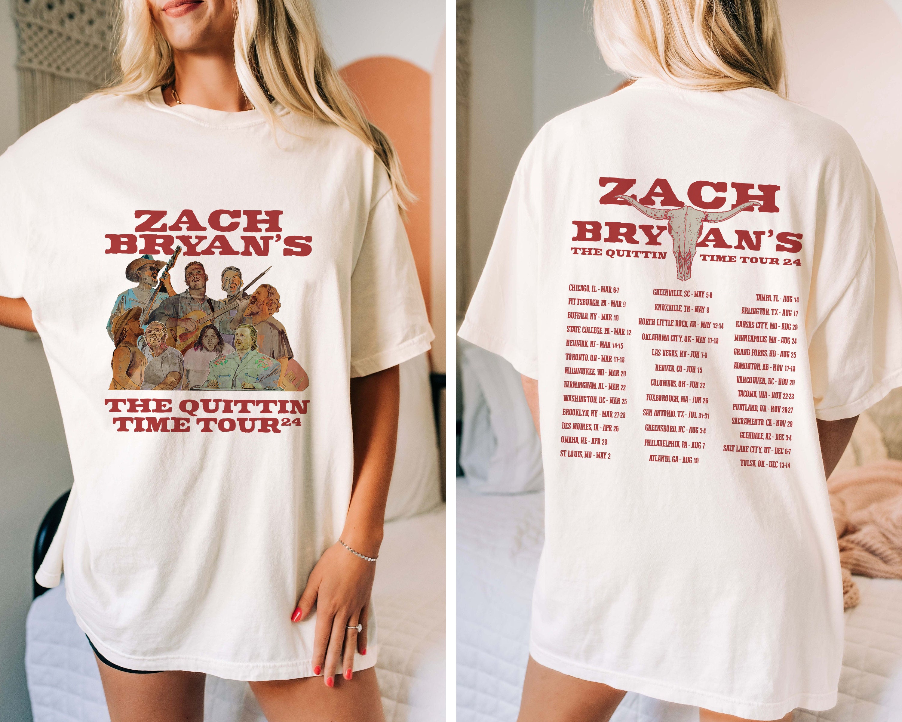 Zach Bryan The Quittin Time Tour 2024 Two Sided Shirt