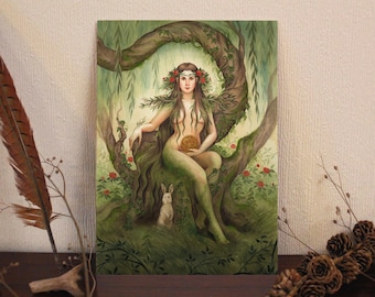 Queen of Pentacles - Hand embellished & signed art print