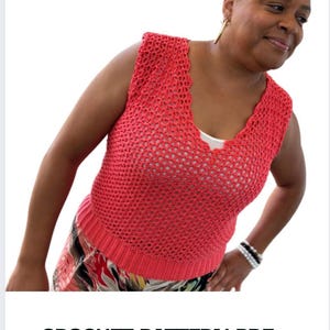 V Neck Crochet Top Pattern PDF – Sleeveless Summer Tank, Beginner Friendly, Boho Festival Crochet Shirt