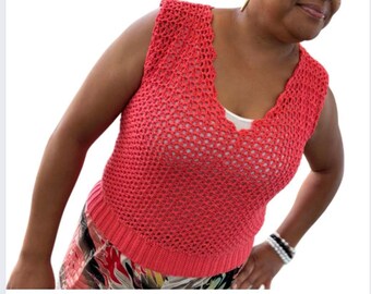 MOTIF SEULEMENT*** Patron de débardeur au crochet à col en V : chemise bohème sans manches (Patron PDF)