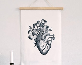 Anatomical Heart Wall hanging - Canvas Poster - Motivational Art - Art wall - Open Heart - Affirmation Aid - wooden wall hanging - Home Deco