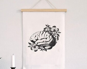 Anatomical Brain Wall hanging - Canvas Poster - Motivational Art - Art wall - Free Mind - Affirmation Aid - wooden wall hanging - Home Decor