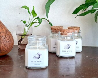 Free Mind Affirmation Candle – Sentenced candle - Fresh Cotton and Lavender Essential Oil – Handmade Soy Candle