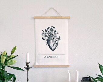 Anatomical Heart Wall hanging - Canvas Poster - Motivational Art - Art wall - Open Heart - Affirmation Aid - wooden wall hanging - Home Deco