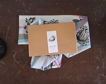 Free Mind - Hair Tie - Hair Scarf  - Bow Tie scarf - Nudge Accessory - Manifestation Aid  - Birthday gift - Anatomical Spine & Flower