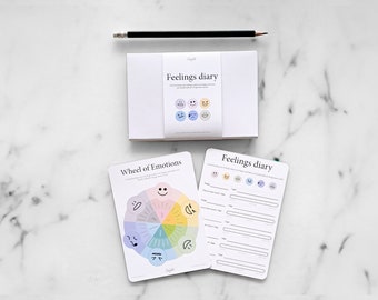 Feelings Diary for Kids  - 10 card - CBT Tool - Psychology worksheet