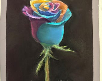 Una rosa de cualquier otro color - impresión de pintura al pastel