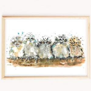 Water colour owl tawny frogmouth chicks art watercolour hand painted chicks cute painting digital download Australian watercolor baby owls