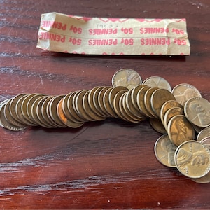 1941d wheat penny roll circulated