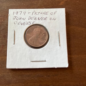 1979 john Denver  lincoln penny counter stamp