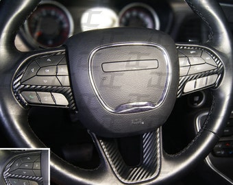 Full Steering Wheel Carbon Fiber Accent Decal Cover For Dodge Challenger (2015-2023)
