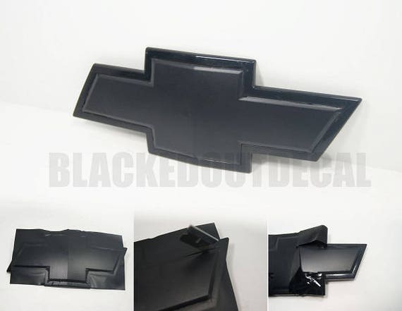 Flat Black Chevy Emblem Vinyl Wrap Kit 2 Sheets 