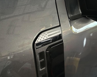 Flat Black American Flag Upper Fender Badge Emblem Accent Decal Kit For Ford F250 / F350 (2023+)