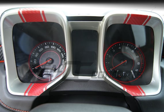 Carbon Fiber Gauge Bezel Racing Stripe Decal kit For Chevy Camaro (2010-2015)
