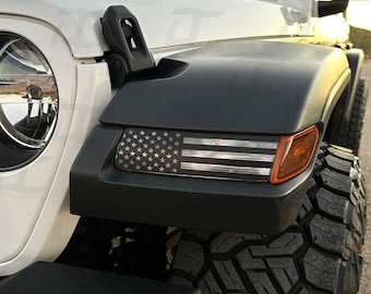 American Flag Front Fender Light Accent Decal Kit For Jeep Gladiator / Jeep Wrangler JL (2018-2025)