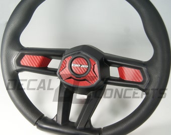 Carbon Fiber Steering Wheel Dress Up Decal Kit Inlay For Can-Am Maverick X3