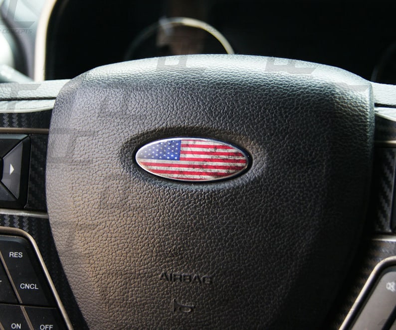 Steering Wheel Emblem Decal Overlay Pack American Flag Style Etsy