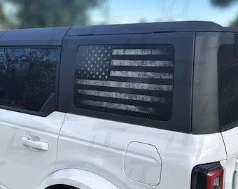 American Flag Rear Side Window Accent Decal Kit For Ford Bronco 4 door (2021+)
