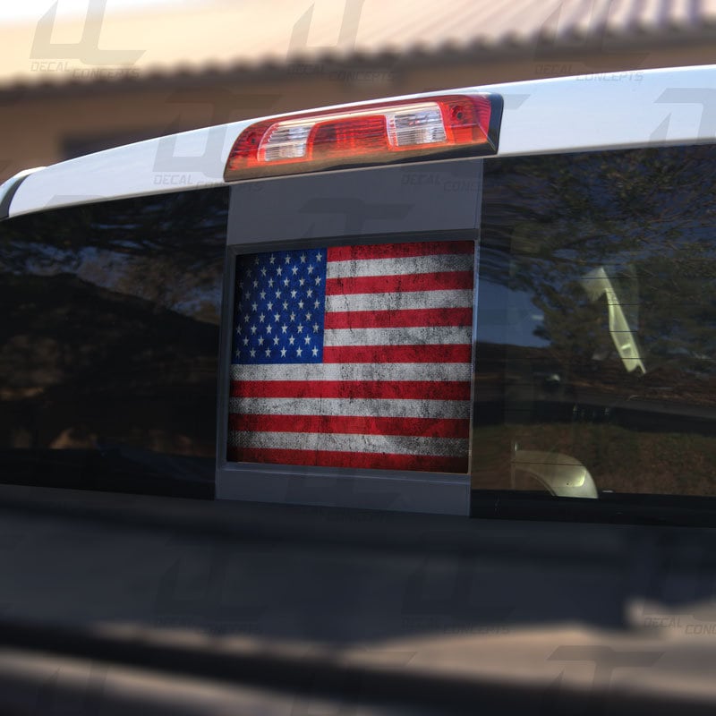 Sco Flag On Rear Window American Flag Distressed Rear Window Printed Accent Decal for Silverado ...
