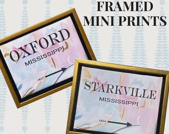 Custom City Name Print Art, Personalized Hometown Gift, Newlyweds Gift, Mini Framed Wall Art Hanging, Anniversary Keepsake, New House Decor