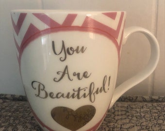 PFALTZGRAFF “You Are Beautiful” Pink Rose Gold Large Mug Coffee Cup