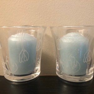 PARTYLITE Clear Glass Votive Candle Holders Flowers - Set of 2