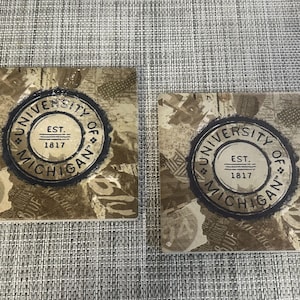 THIRSTYSTONE Sandstone Coasters University of Michigan U of M - Set of 2