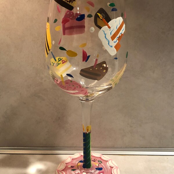 LOLITA Birthday Cake Hand Painted Wine Glass Gift Recipe on Bottom