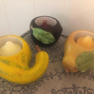 PARTYLITE Ceramic Fall Harvest Vegetable Trio (3) Votive Candleholders