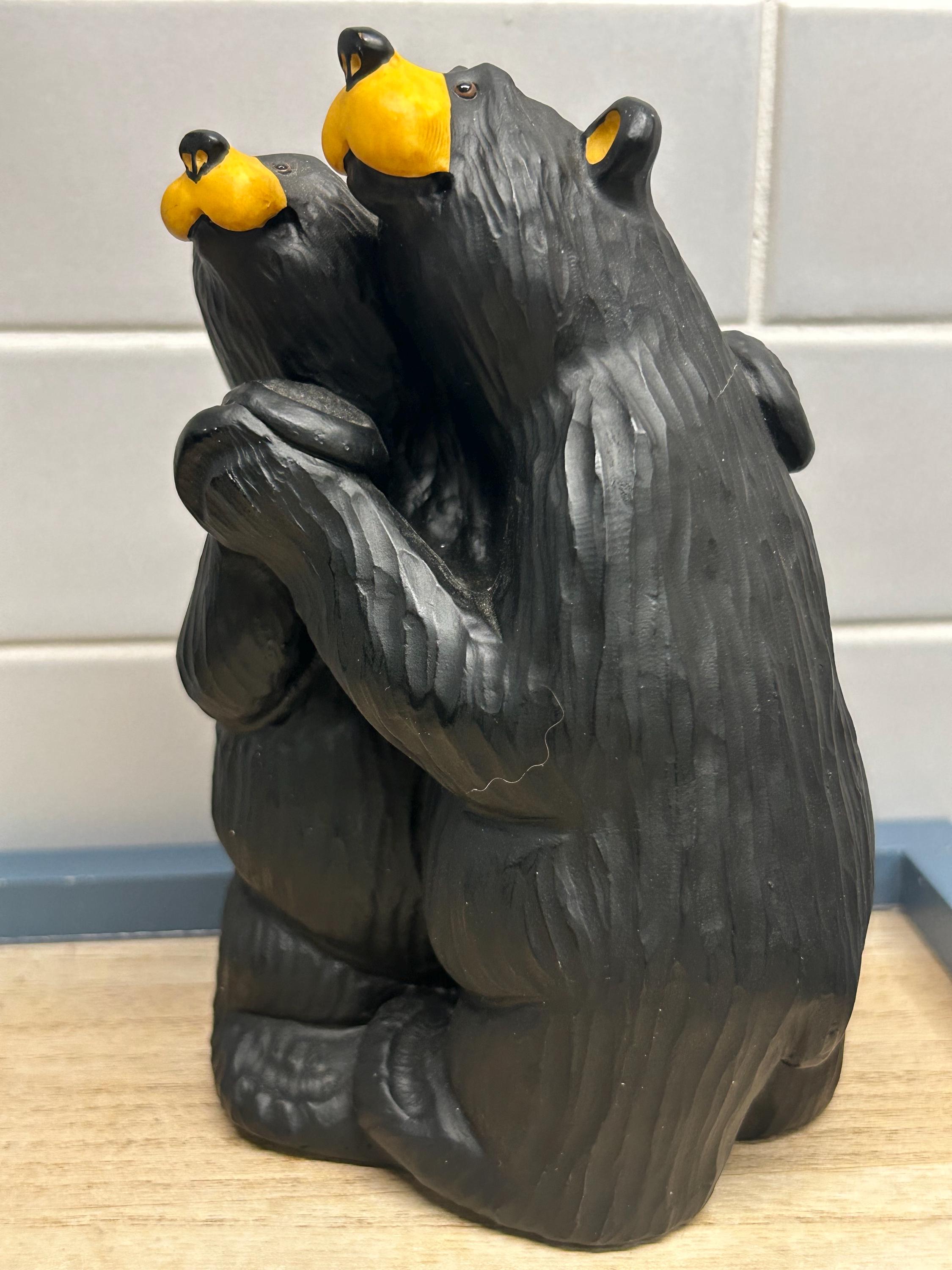 ジェフ・フレミング ビッグスカイ 手彫り木製クマ像彫刻 アンティーク 希少 Big Sky Carvers Bear With Trout by Jeff Flemming sold at