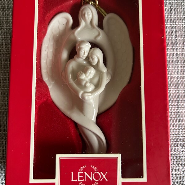 LENOX Fine China Bless our Family Angel Keepsake Christmas Ornament Collectible Gift New in Box