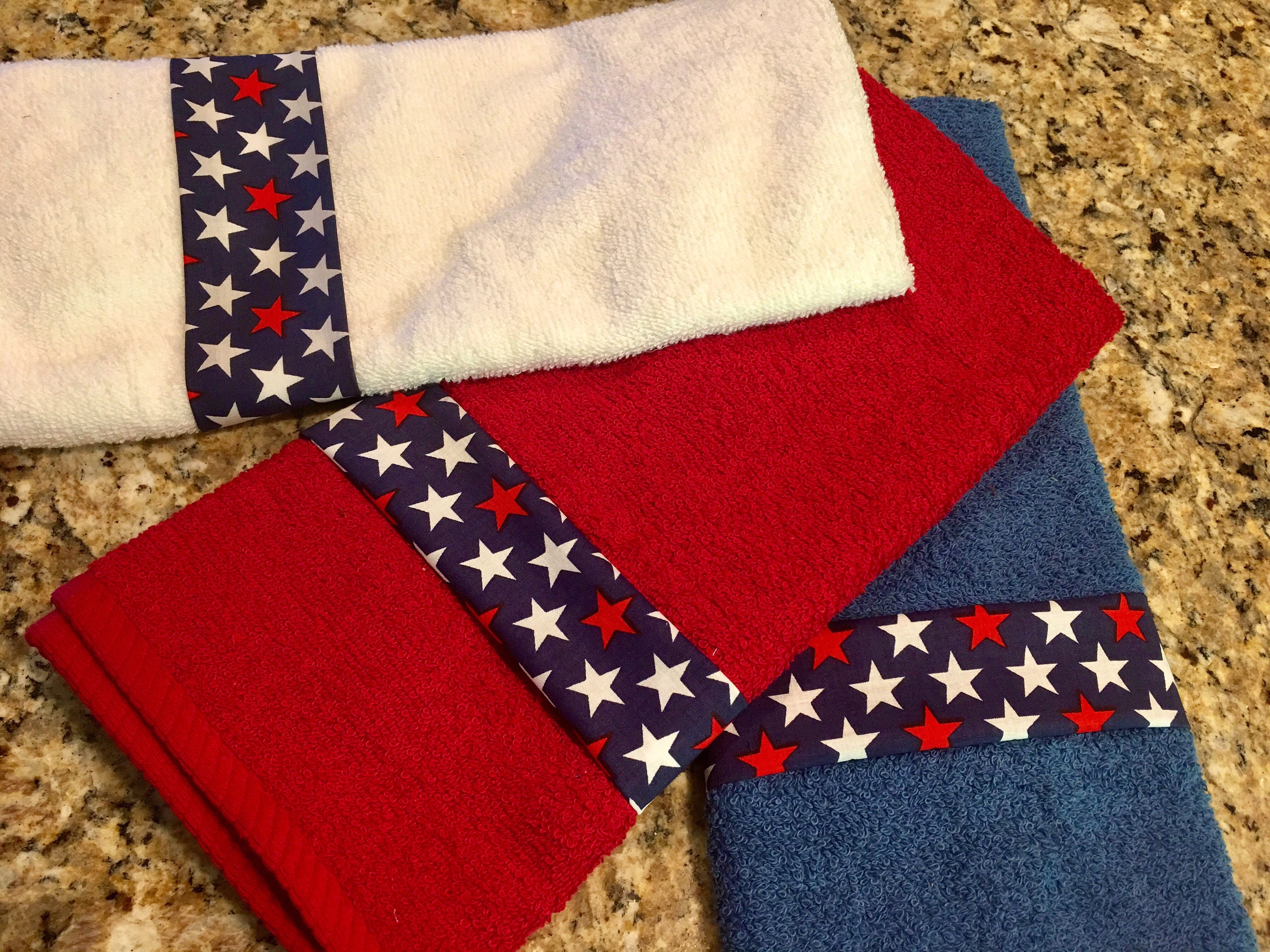 Hand Towels for Bathroom Red White and Blue Patriotic Theme Etsy