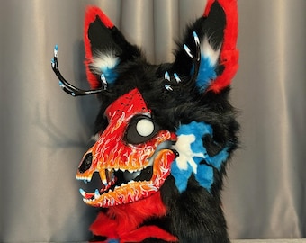 Fire Skulldog Premade Fursuit Head