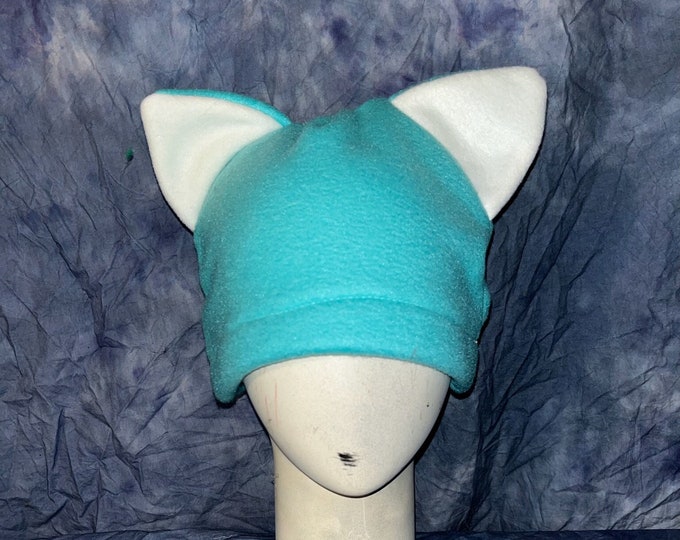 Seafoam Blue Ear Beanie Hat