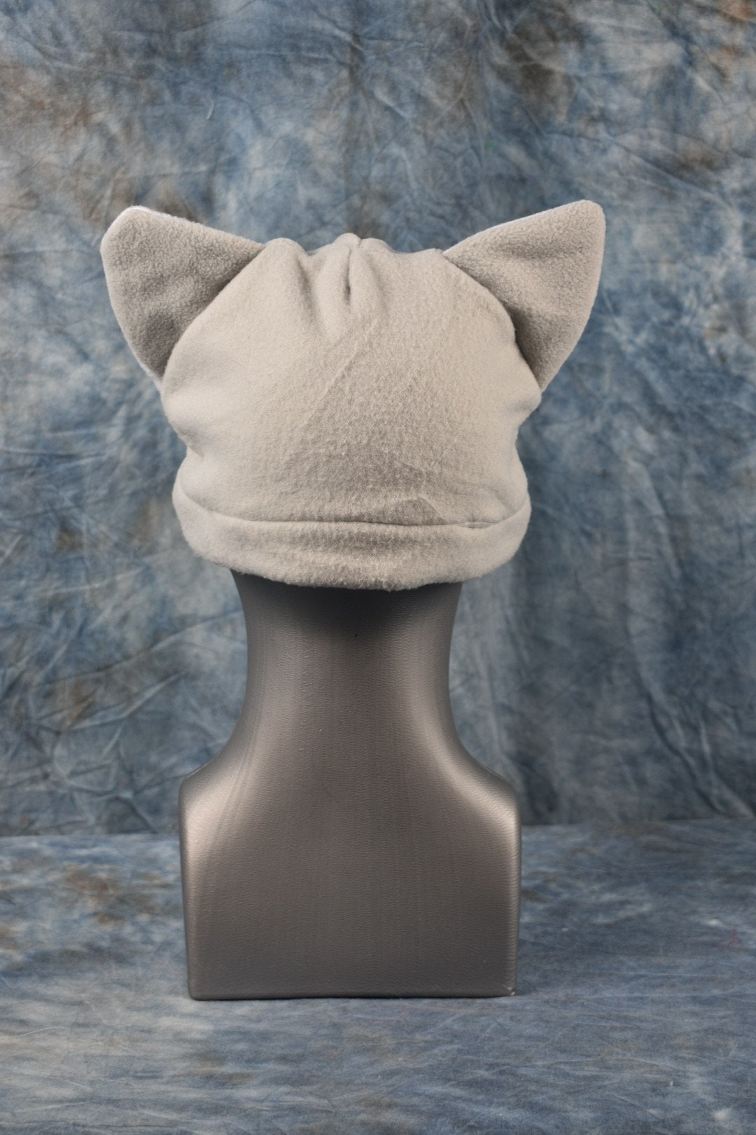 Silver and White Cat Ear Beanie Hat