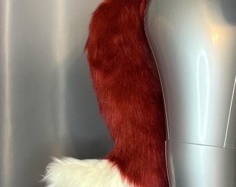 Dark Red and White Fox Fursuit Tail