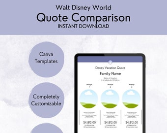 WDW - Modèles de comparaison de devis clients pour agents de voyages Canva
