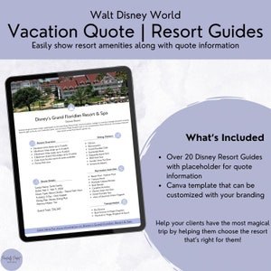 WDW Travel Agent Client Quote Cards Szablony przewodników po ośrodkach wypoczynkowych Canva