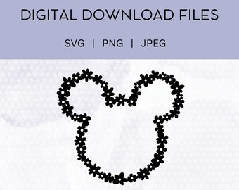 Floral muis hoofd vinyl gesneden bestand SVG PNG JPG digitale download