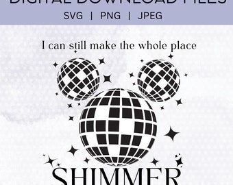 Tête de souris chatoyante entière en téléchargement numérique SVG PNG JPEG souris boule disco Swiftie fichiers conception imprimable